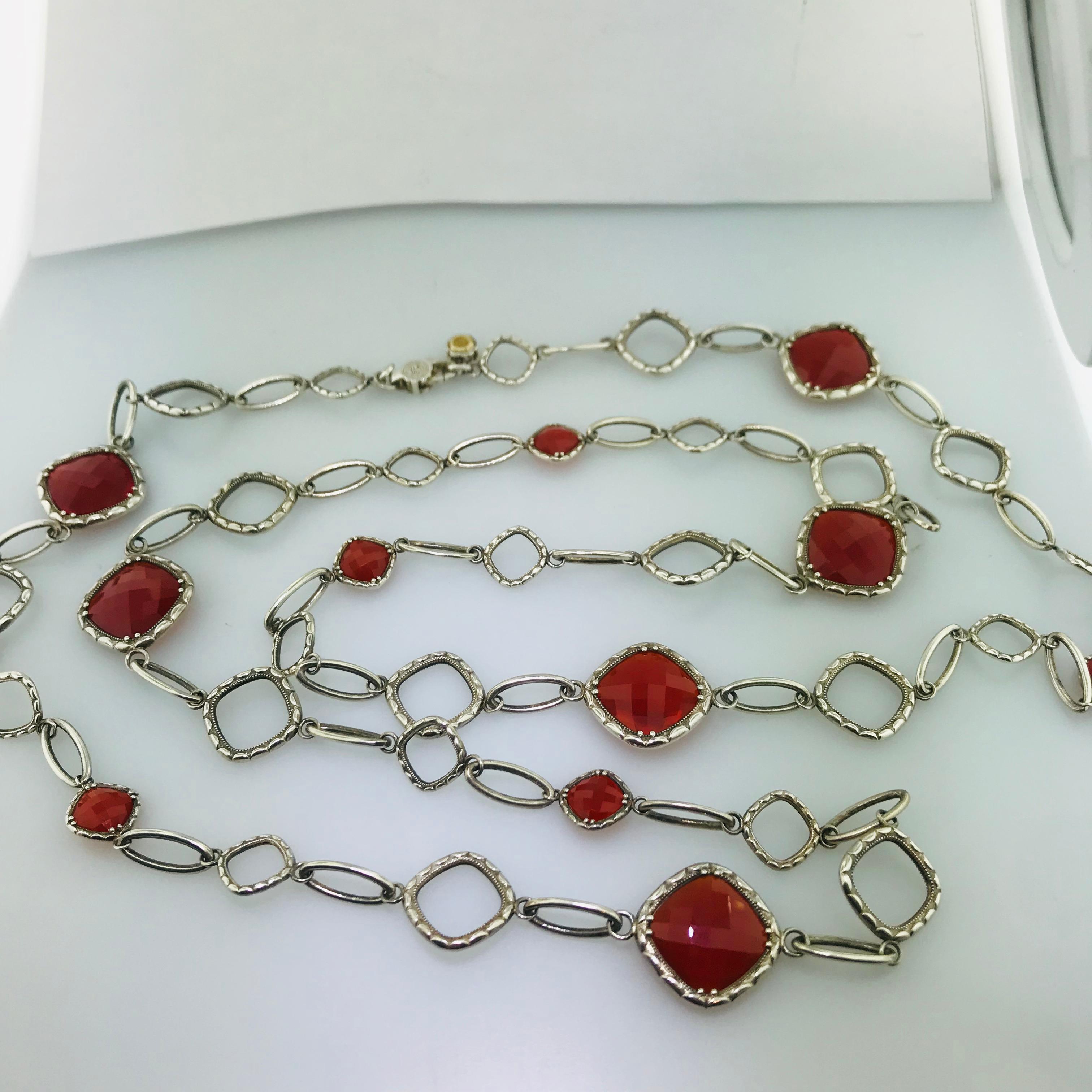 Artisan Original Rare Tacori Cascading Gem Necklace Featuring Clear Quartz over Red Onyx For Sale