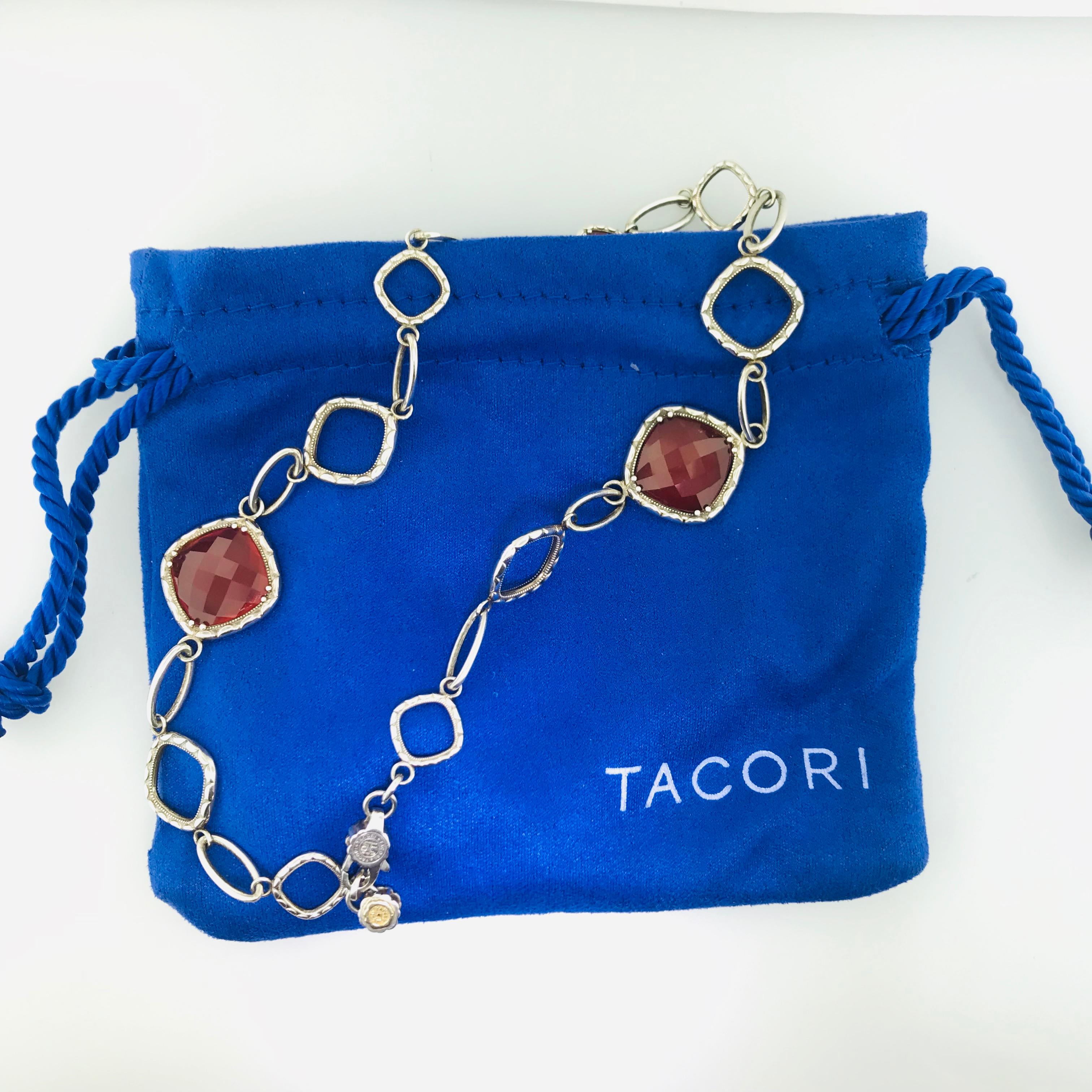 Original Rare Tacori Cascading Gem Necklace Featuring Clear Quartz over Red Onyx In New Condition For Sale In Austin, TX