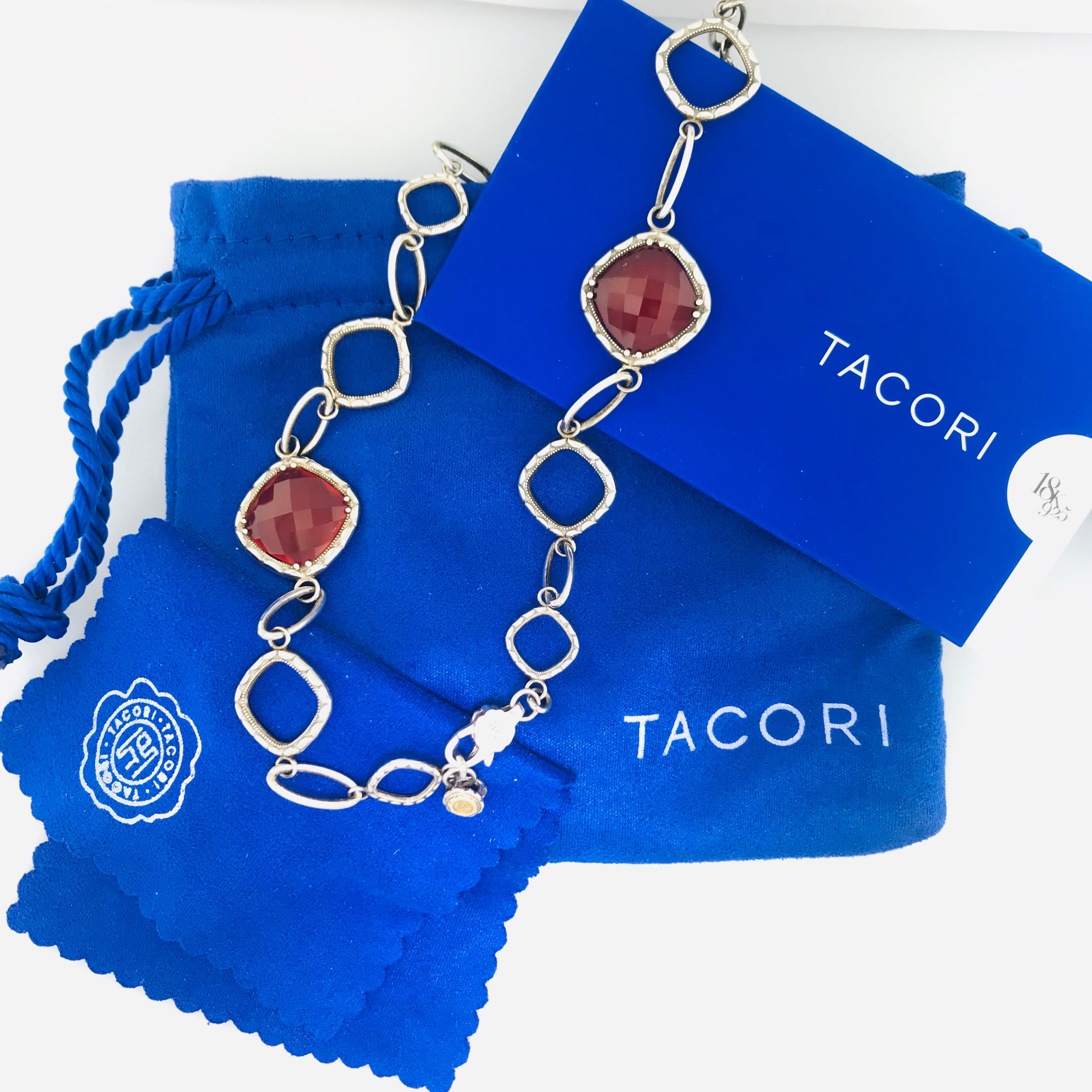 Women's Original Rare Tacori Cascading Gem Necklace Featuring Clear Quartz over Red Onyx For Sale