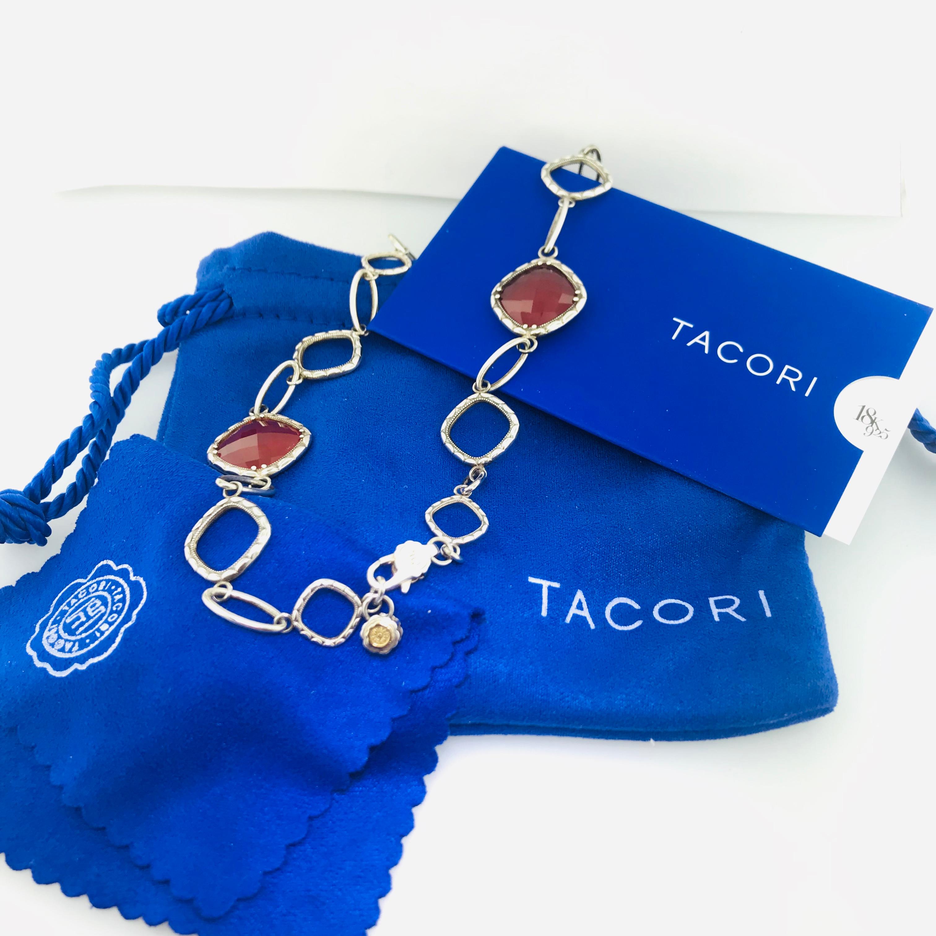 Original Rare Tacori Cascading Gem Necklace Featuring Clear Quartz over Red Onyx For Sale 1