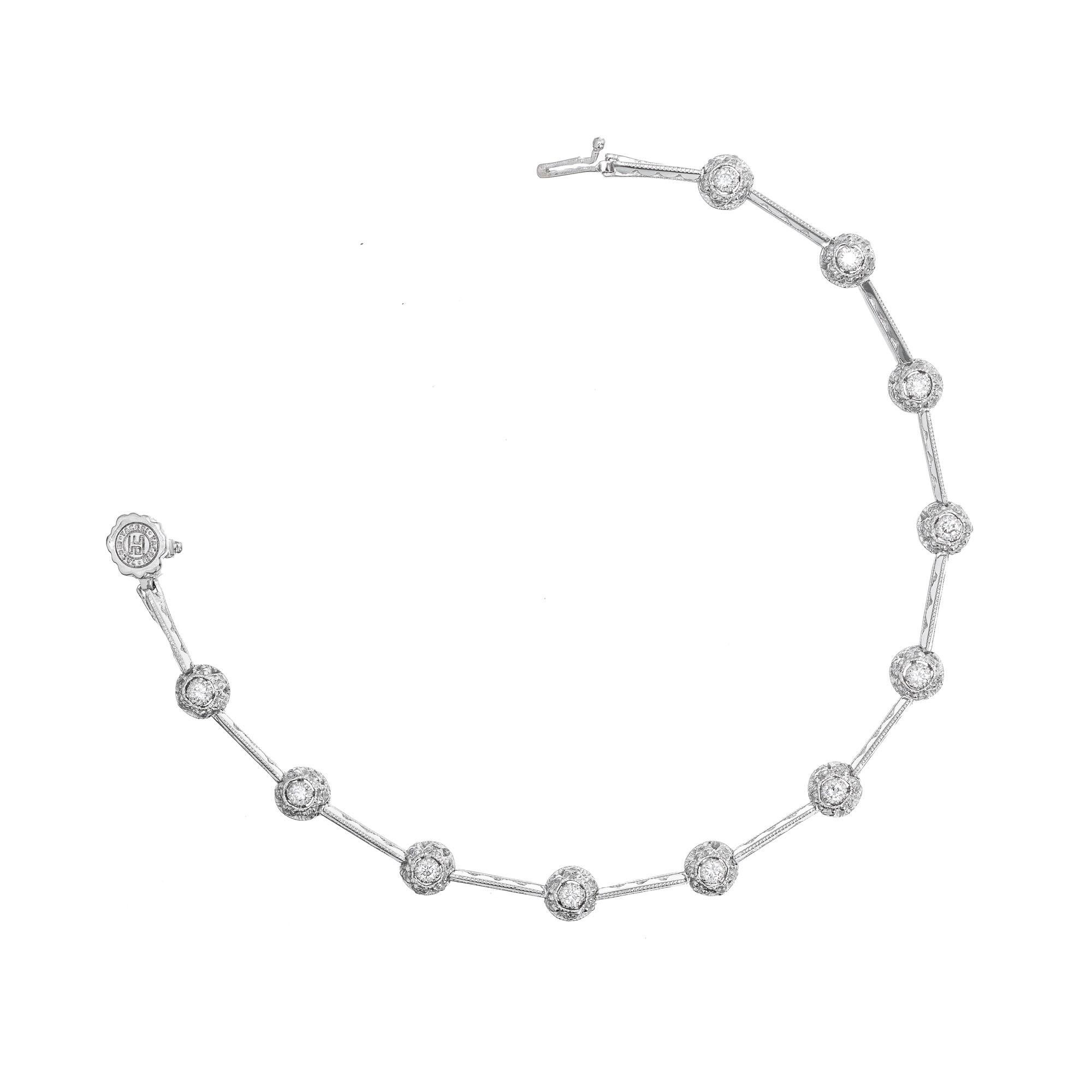 Round Cut Tacori .90 Carat Diamond Platinum Hinged Link Bracelet For Sale