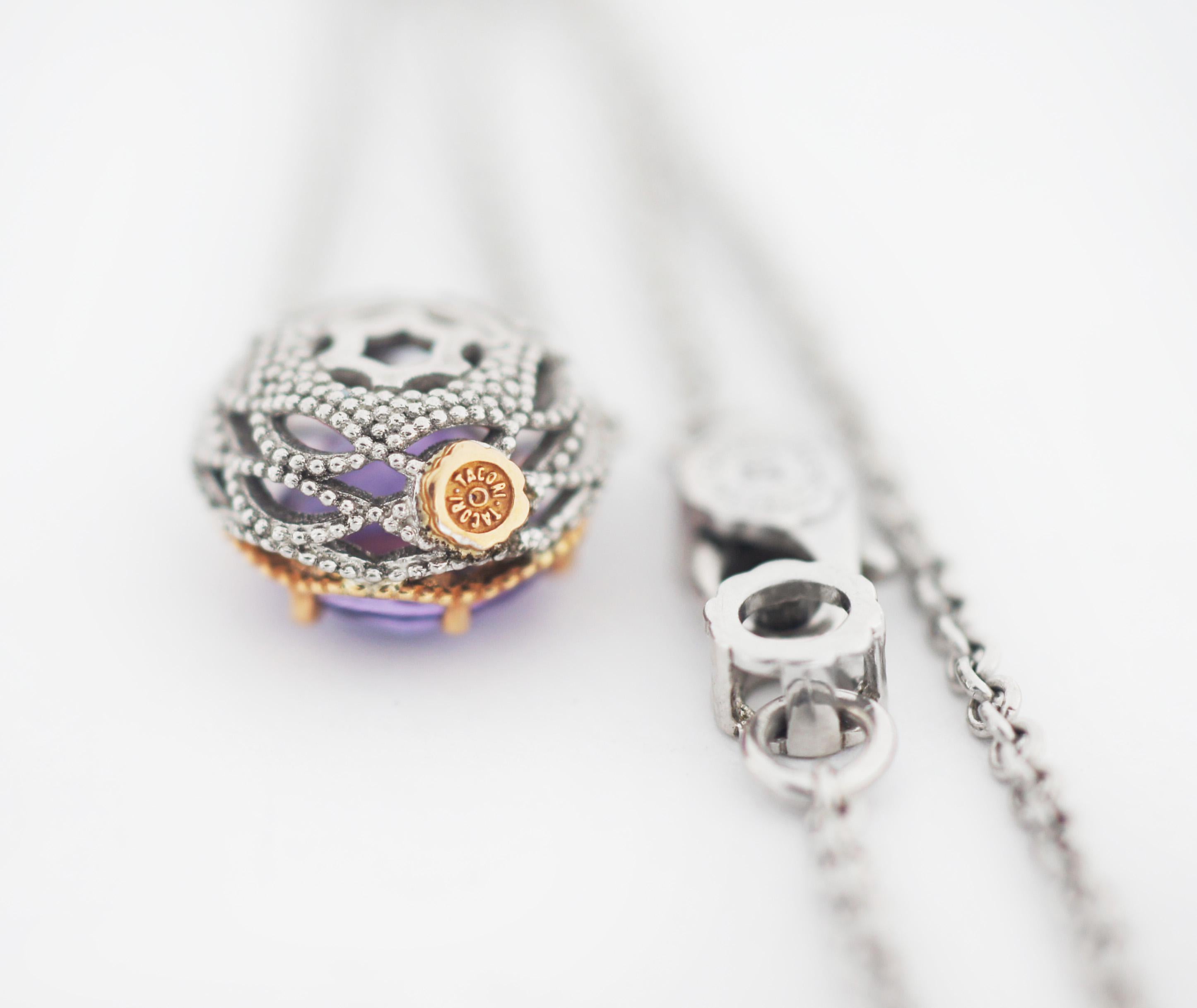 Taglio rotondo TACORI 925 Collana con ametista a mezzaluna in 18k in vendita