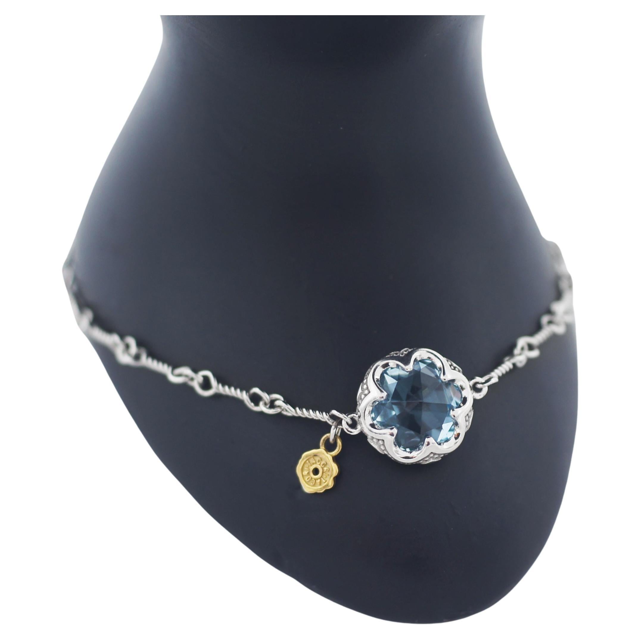 TACORI 925 18k Crescent Gem Blue Topaz Bracelet For Sale