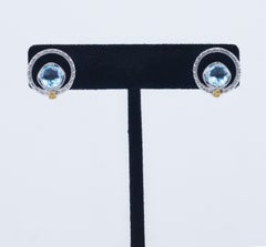 TACORI 925 18K Gemma Bloom Halo Ohrstecker Himmelblauer Topas