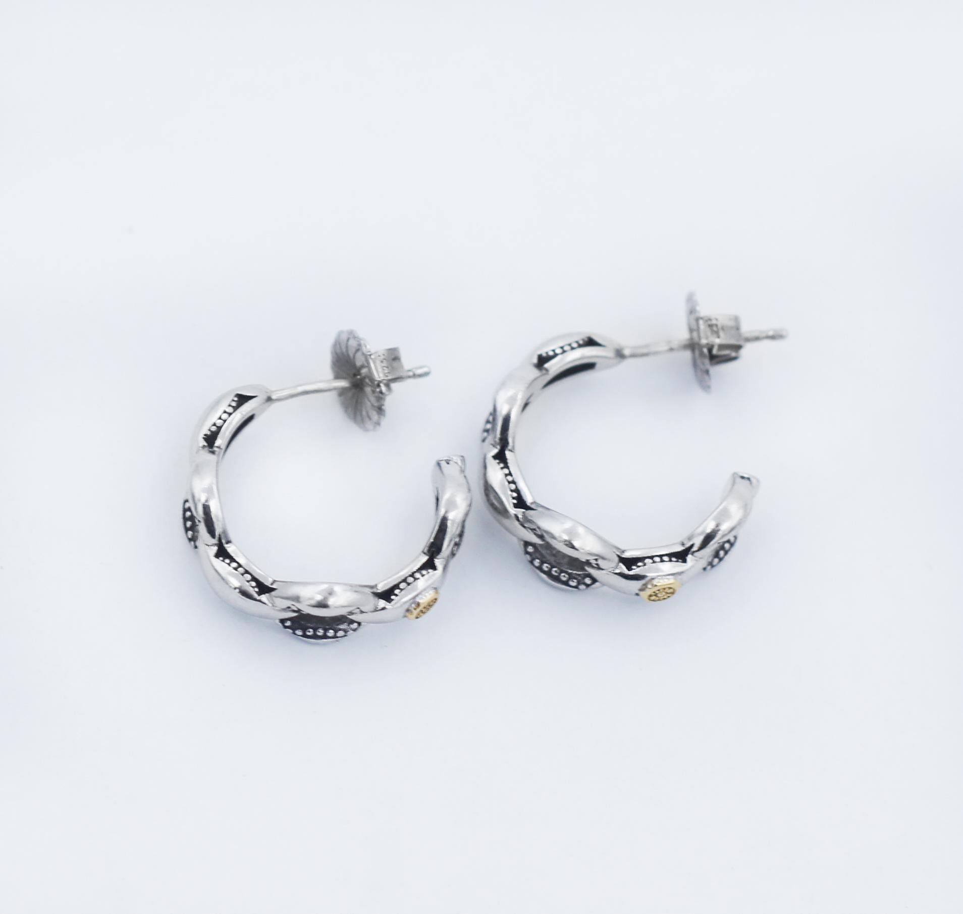 TACORI 925 18k The Ivy Lane Mini Crescent Curve Link Hoop Earrings  For Sale 1
