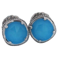 Used TACORI 925 Silver 18K Turquoise Gemma Bloom Petite Stud Earrings