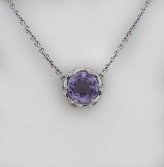 TACORI 925 Silber Amethyst Halbmond Krone Halskette