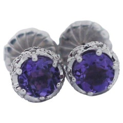 TACORI 925 Silver Amethyst Crescent Crown Petite Stud Earrings