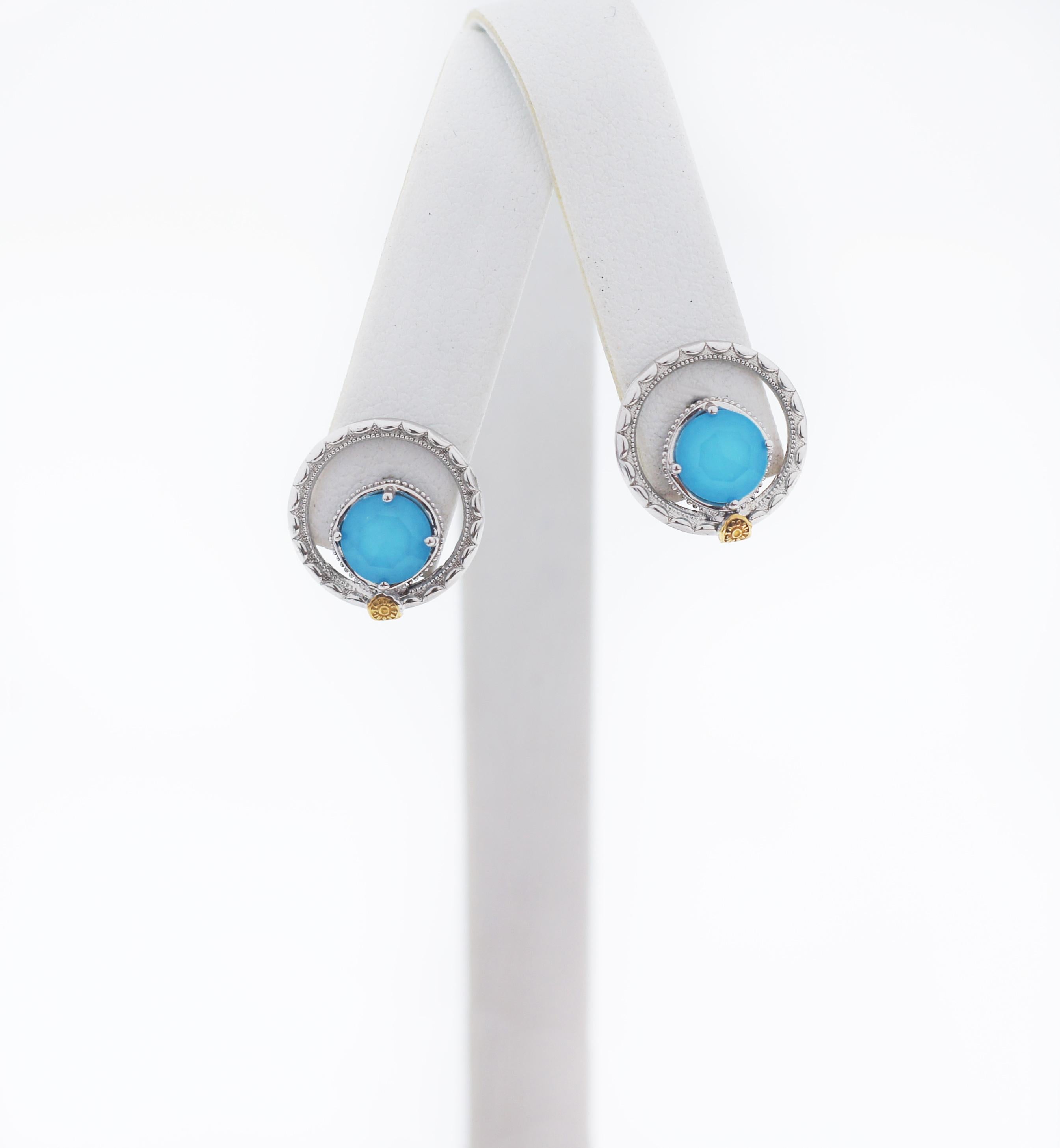 TACORI
Gemma Bloom
Silver Bloom Gem Studs
Featuring NEO TURQUOISE
Model: SE14005
7mm GemStone
Design measurements: 0.59IN WIDE BY 0.59IN LONG
Neo Turquoise gemstone encircled by a silver bloom, makes for an absolutely breathtaking design. Adorned