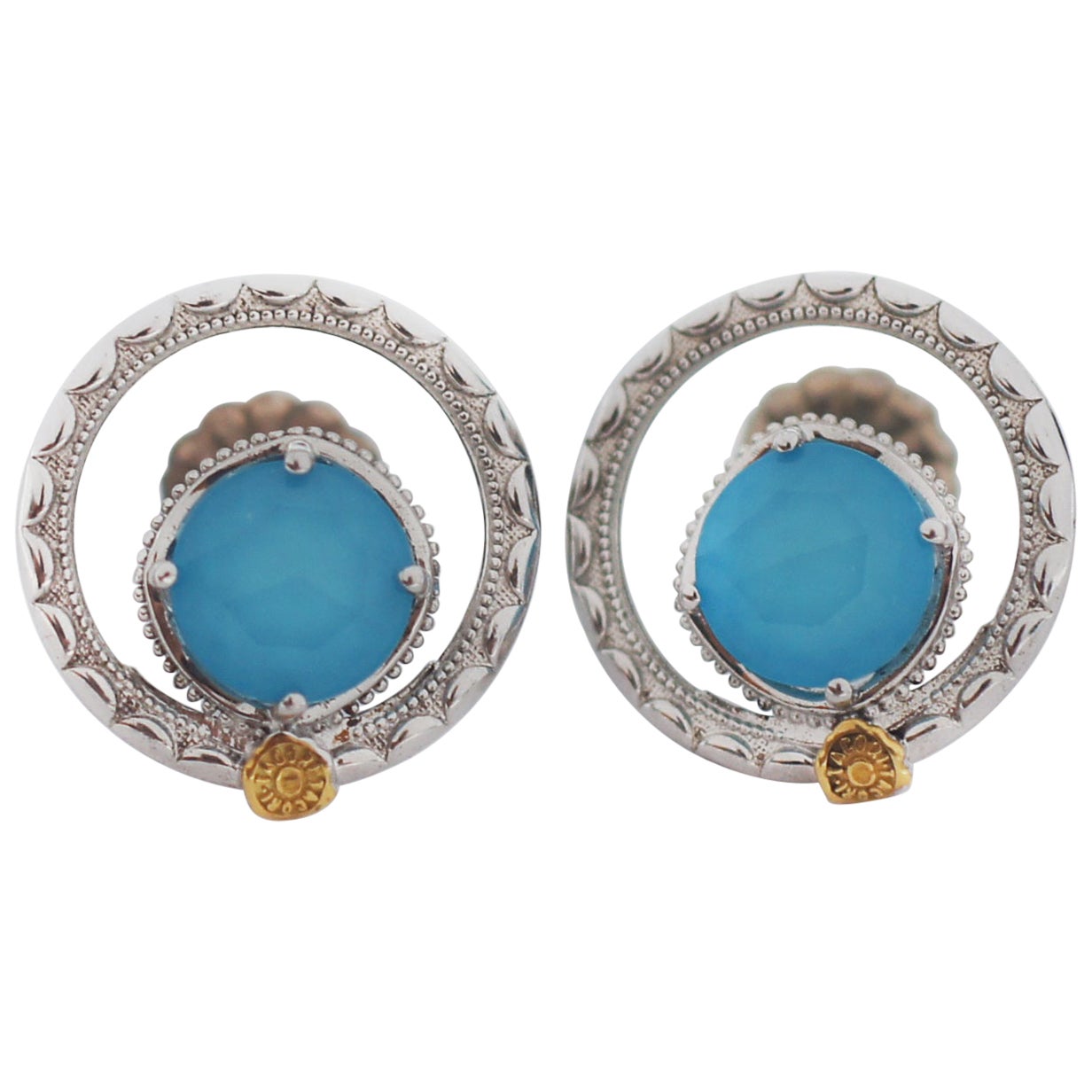 Tacori 925 Silber Gemma Bloom Neo-Türkis Ohrringe