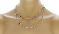 Tacori Collar de cadena de plata de ley 925 y oro de 18 quilates con piedras multicolor de 36 pulgadas
