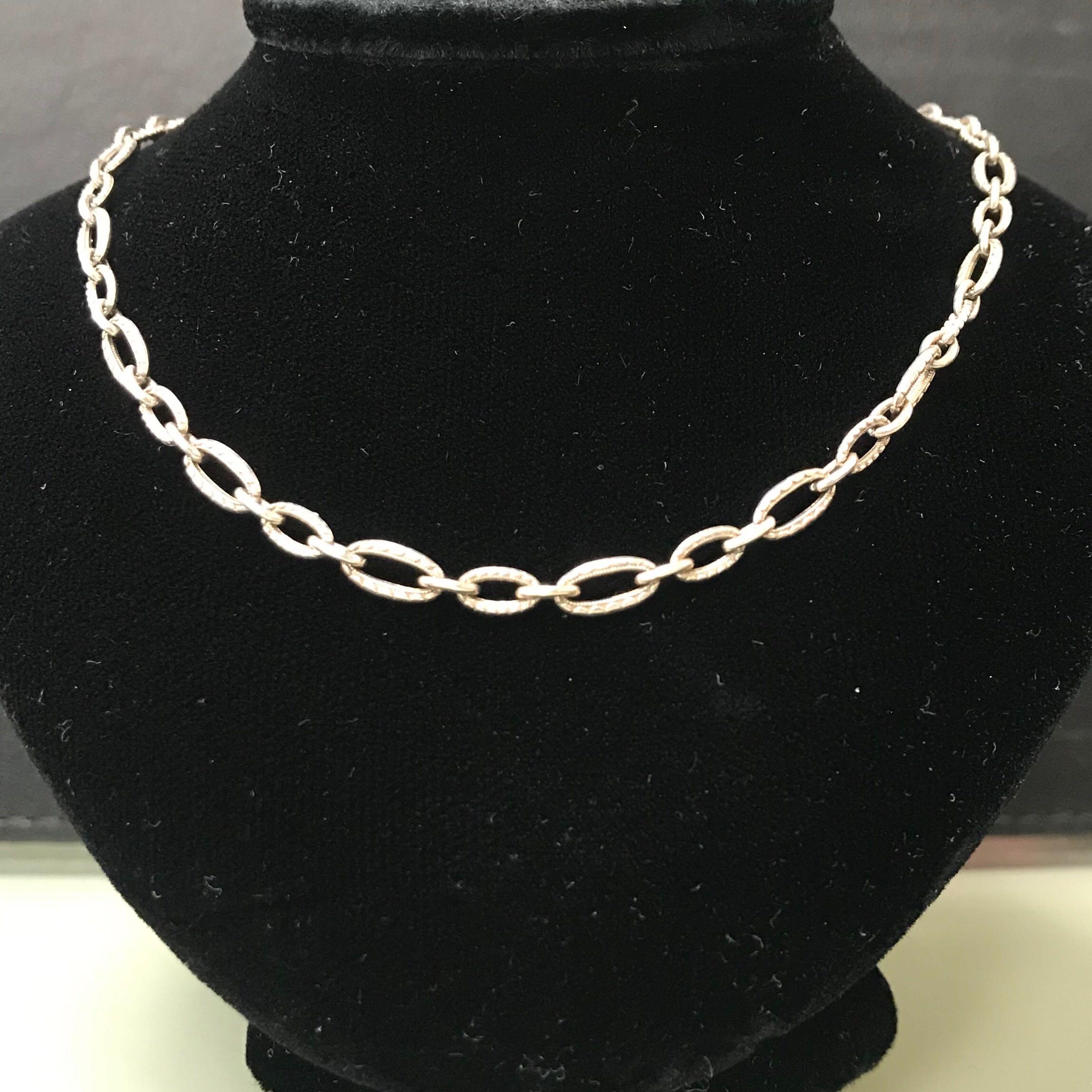 Modern Tacori 925 Sterling Silver Oval Chain Link Choker Necklace