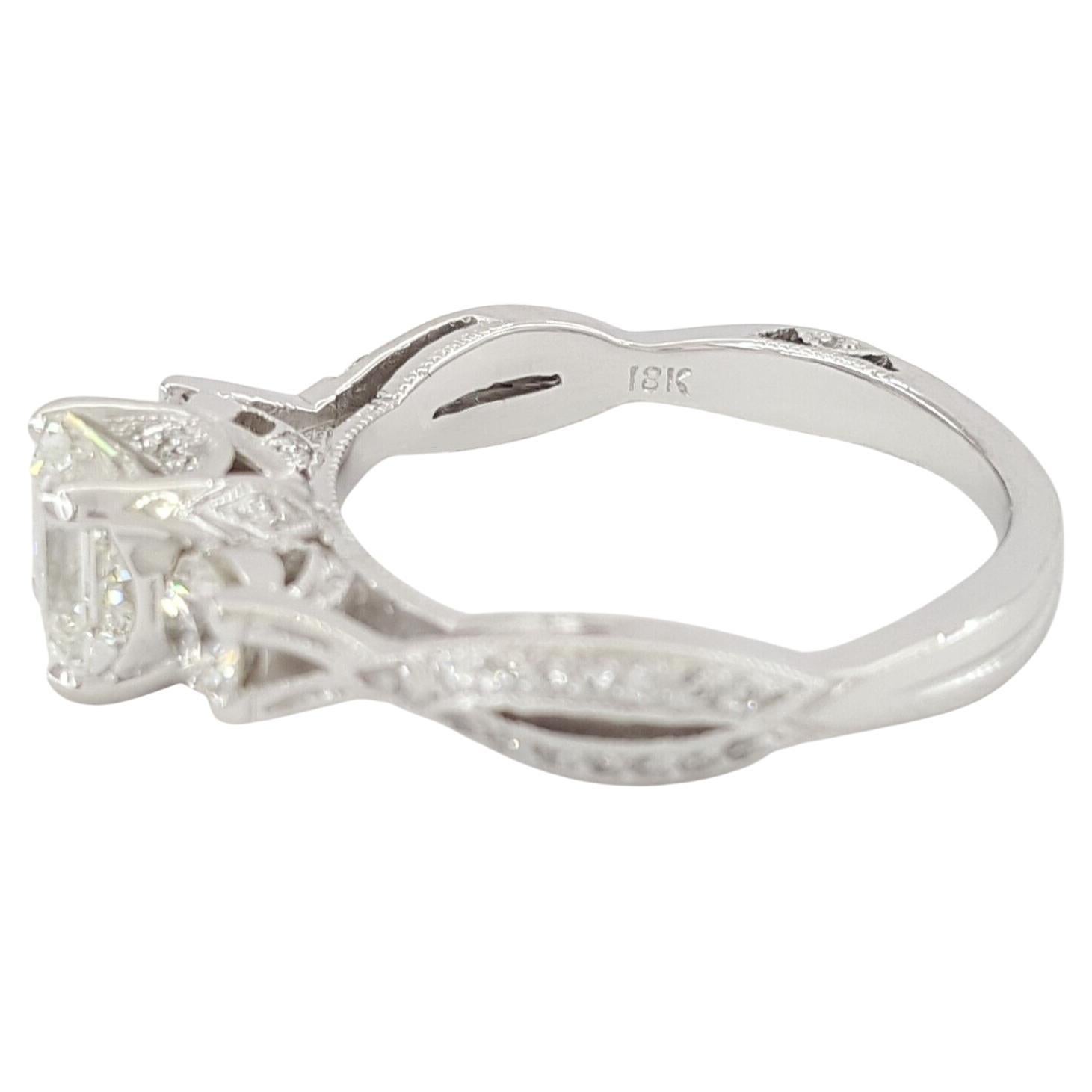 TACORI 18K White Gold Simply Tacori 1.56 ct Asscher Cut Diamond 3-Stone Engagement Ring 




