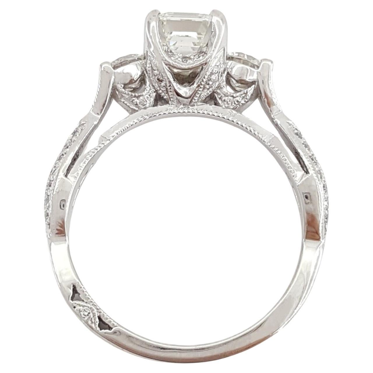 Modern Tacori Asscher Cut Diamond 3-Stone Engagement Ring For Sale