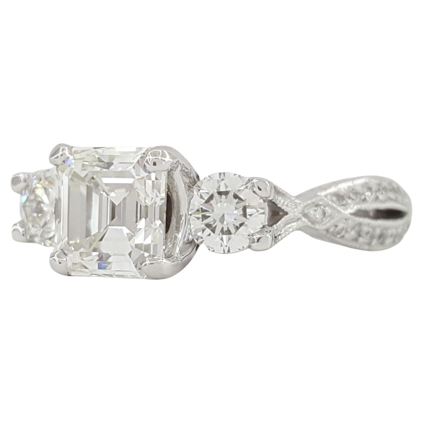 Radiant Cut Tacori Asscher Cut Diamond 3-Stone Engagement Ring For Sale