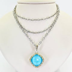 Tacori Barbados 18K Gold & Sterling Silver Turquoise Quartz Diamond Necklace