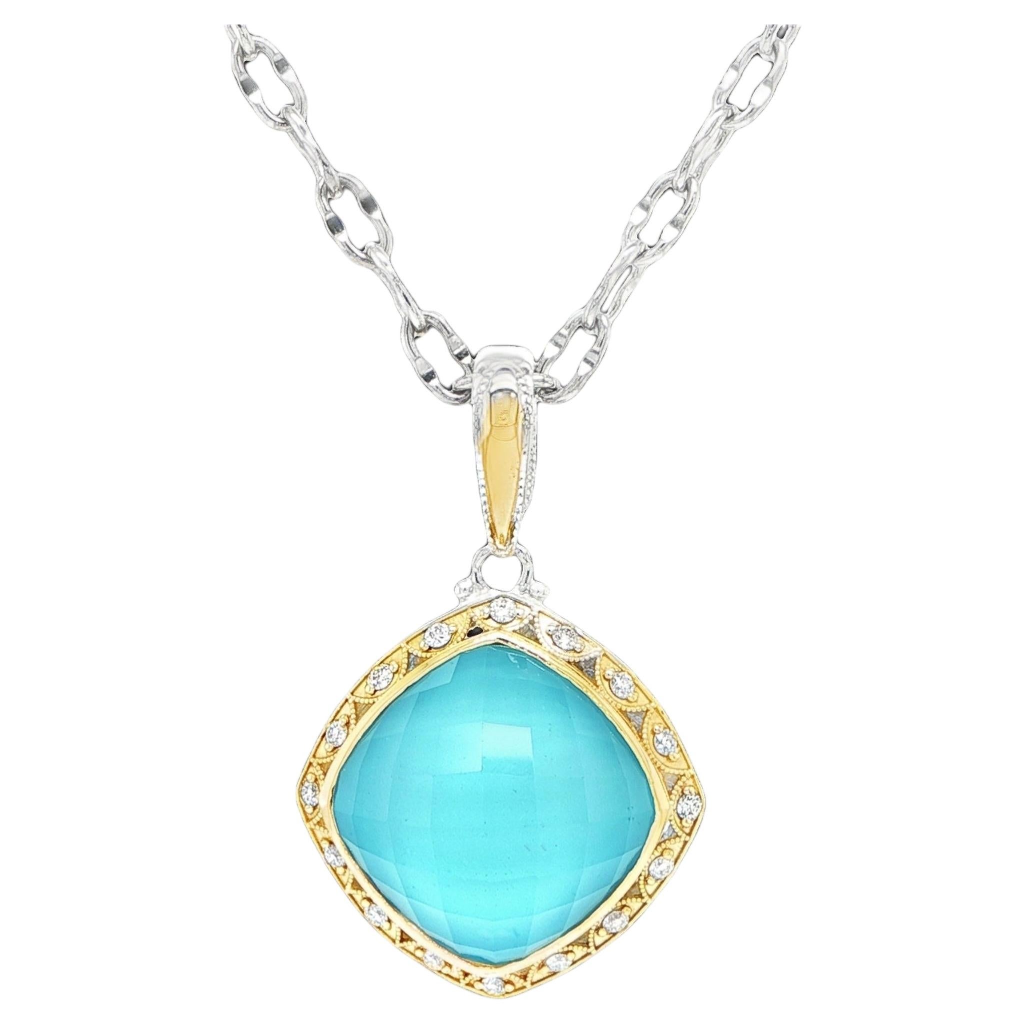 Collar Tacori Barbados de oro de 18 quilates y plata de ley con turquesa, cuarzo y diamantes en venta