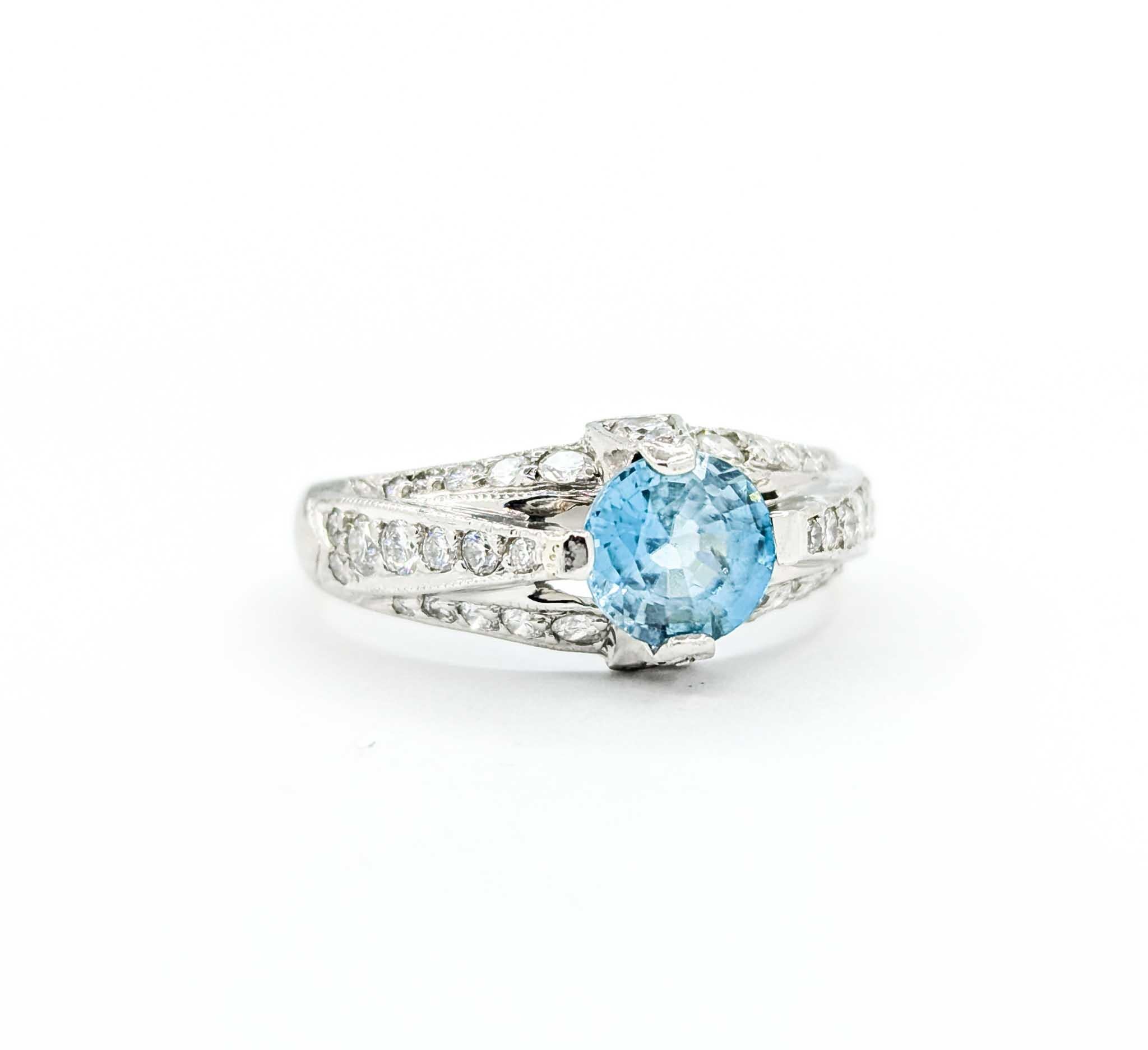 Tacori Blue Zircon & Diamond Ring in Platinum For Sale 1