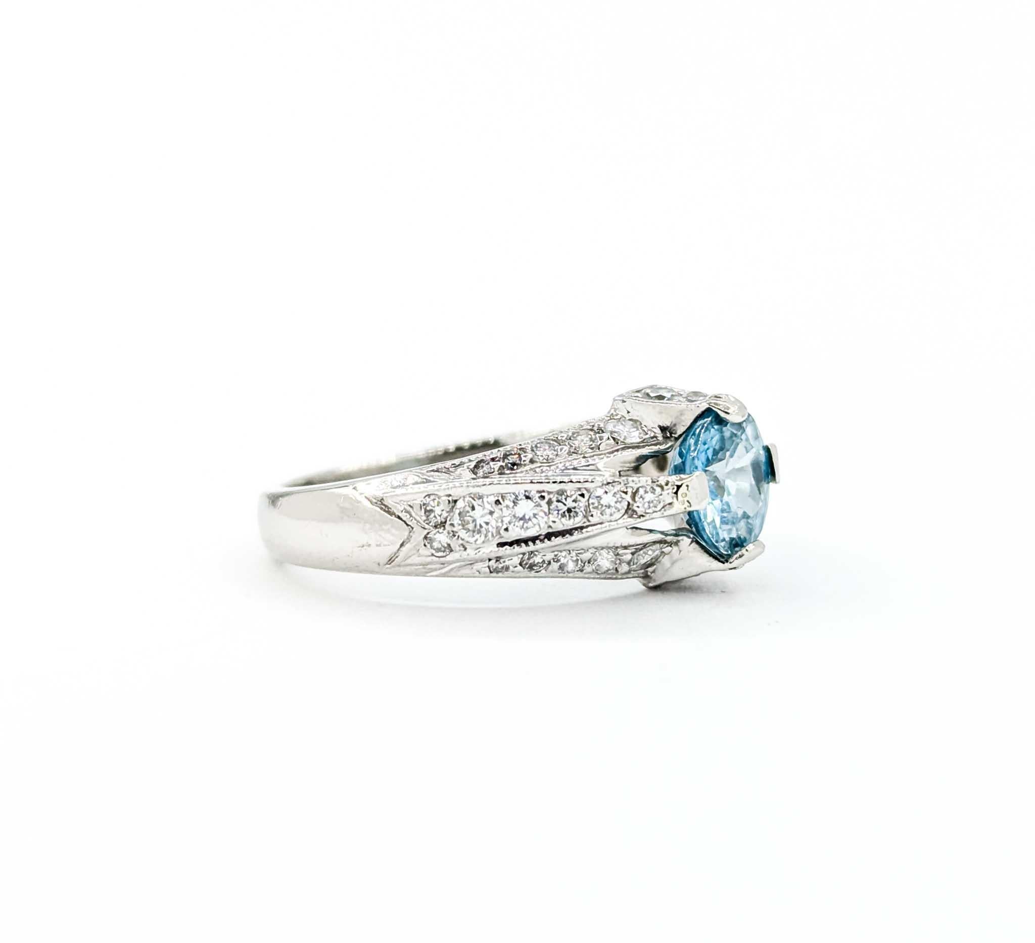 Tacori Blue Zircon & Diamond Ring in Platinum For Sale 2