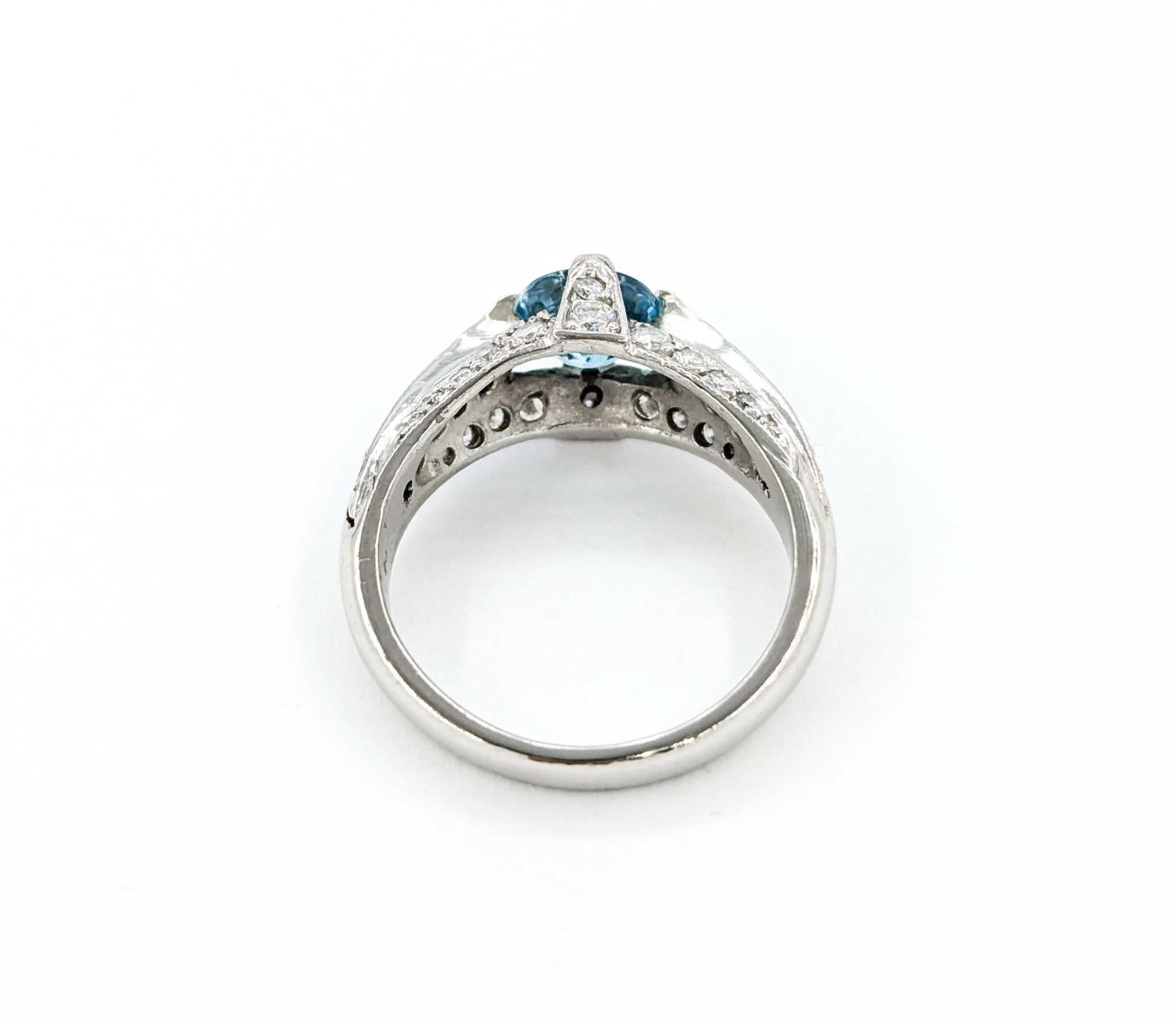 Tacori Blue Zircon & Diamond Ring in Platinum For Sale 3
