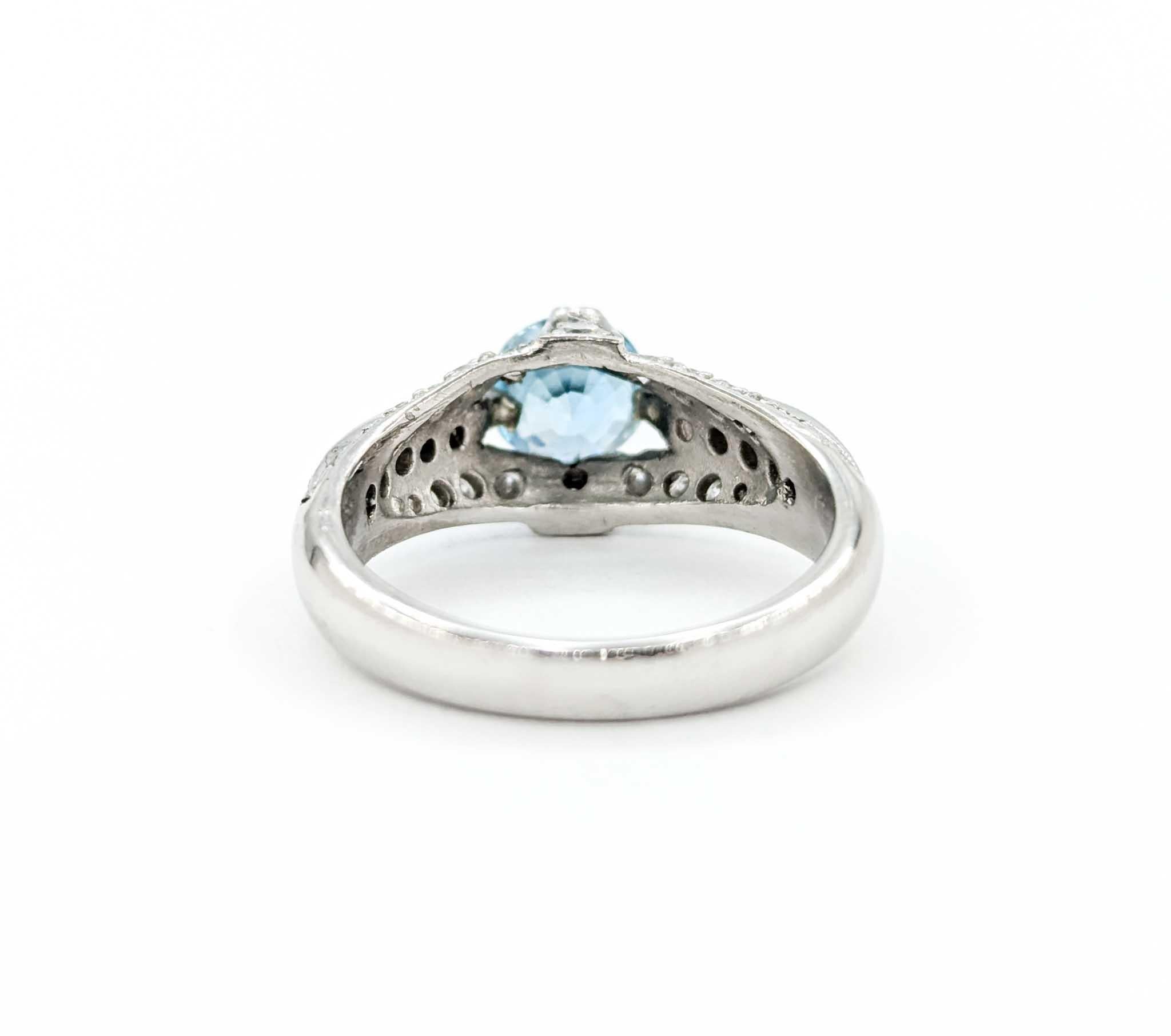 Tacori Blue Zircon & Diamond Ring in Platinum For Sale 4
