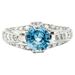 Tacori Blue Zircon & Diamond Ring in Platinum