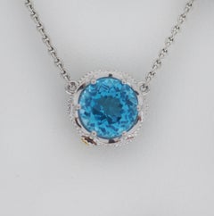 Tacori Bold Crescent Station Halskette mit blauem Topas