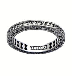 Tacori Classic Crescent 18K White Gold Diamond Eternity Band Size 5 1/2