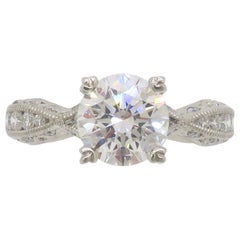 Tacori Classic Crescent Platinum GIA Certified Diamond Engagement Ring