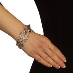 Tacori Bracciale a mezzaluna con gemme a cascata 7 1/4" Sterling 925 Oro rosa 18k