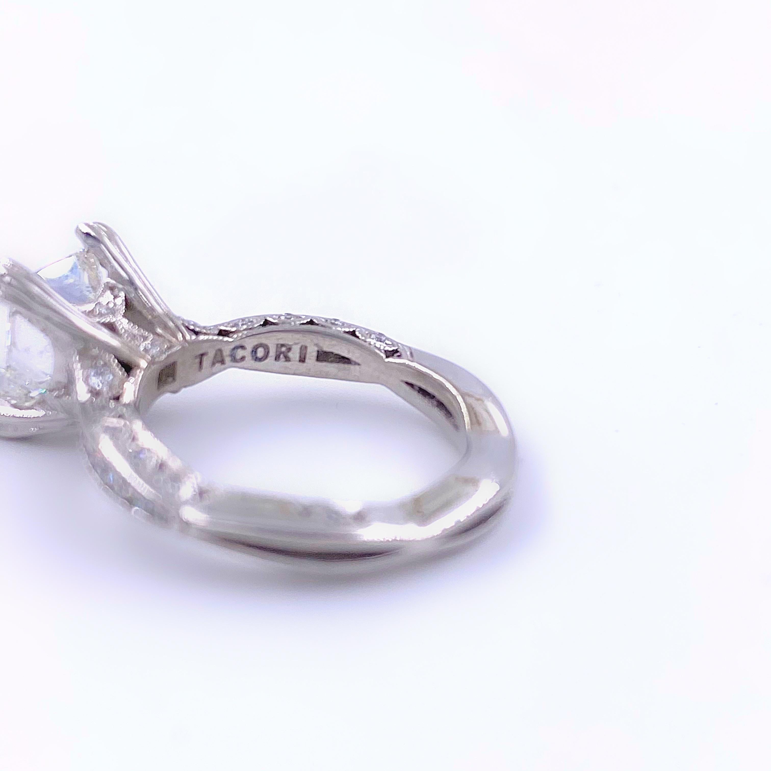 Tacori Crescent Princess Diamond 1.81 Carat 18 Karat White Gold Ring GIA 2