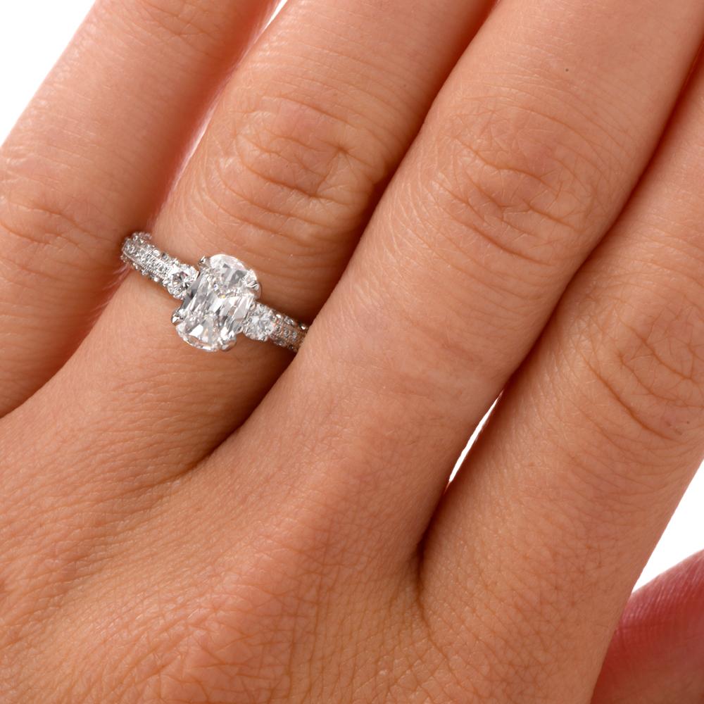 Cushion Cut Tacori Cushion GIA Diamond Platinum Engagement Ring For Sale