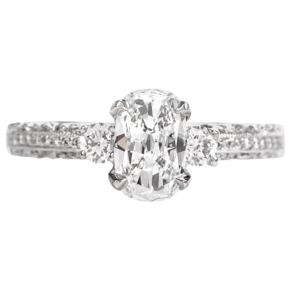 Tacori Bague de fiançailles en platine avec diamant taille coussin certifié GIA