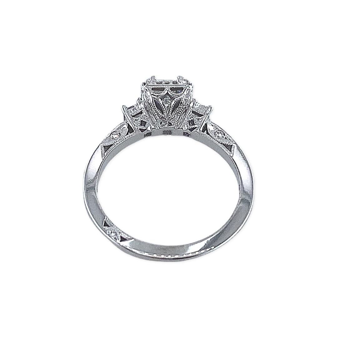Tacori Dantela 1.56 Tcw Emerald Diamond Engagement Ring 18kt WG COA Certificate For Sale 2