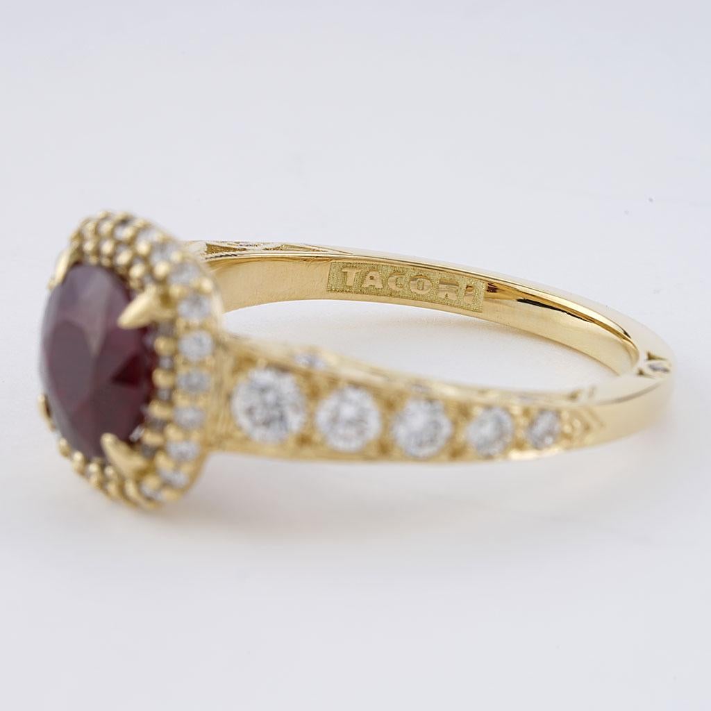 Tacori Dantela 2.25 CTTW Ruby And Diamond Engagement Ring 18K Yellow Gold - 6.5 For Sale 1