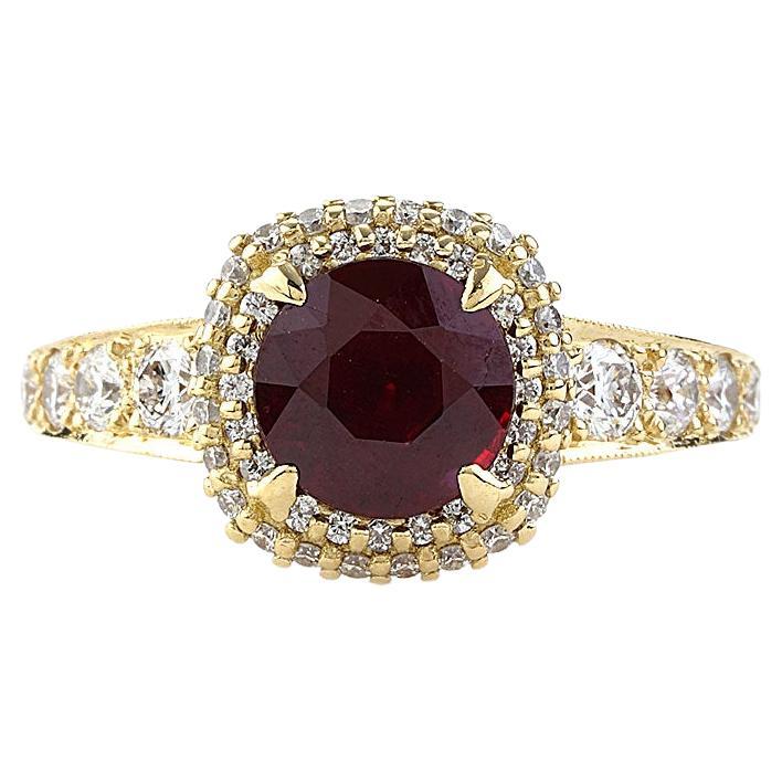 Tacori Dantela 2.25 CTTW Ruby And Diamond Engagement Ring 18K Yellow Gold - 6.5 For Sale