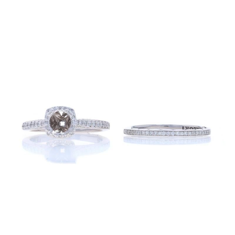 Tacori Dantela Semi-Mount Engage Ring Wed Band White Gold 18k Dia.41ctw fits 6mm For Sale 3