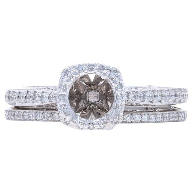 Tacori Dantela Semi-Mount Engage Ring Wed Band White Gold 18k Dia.41ctw fits 6mm For Sale