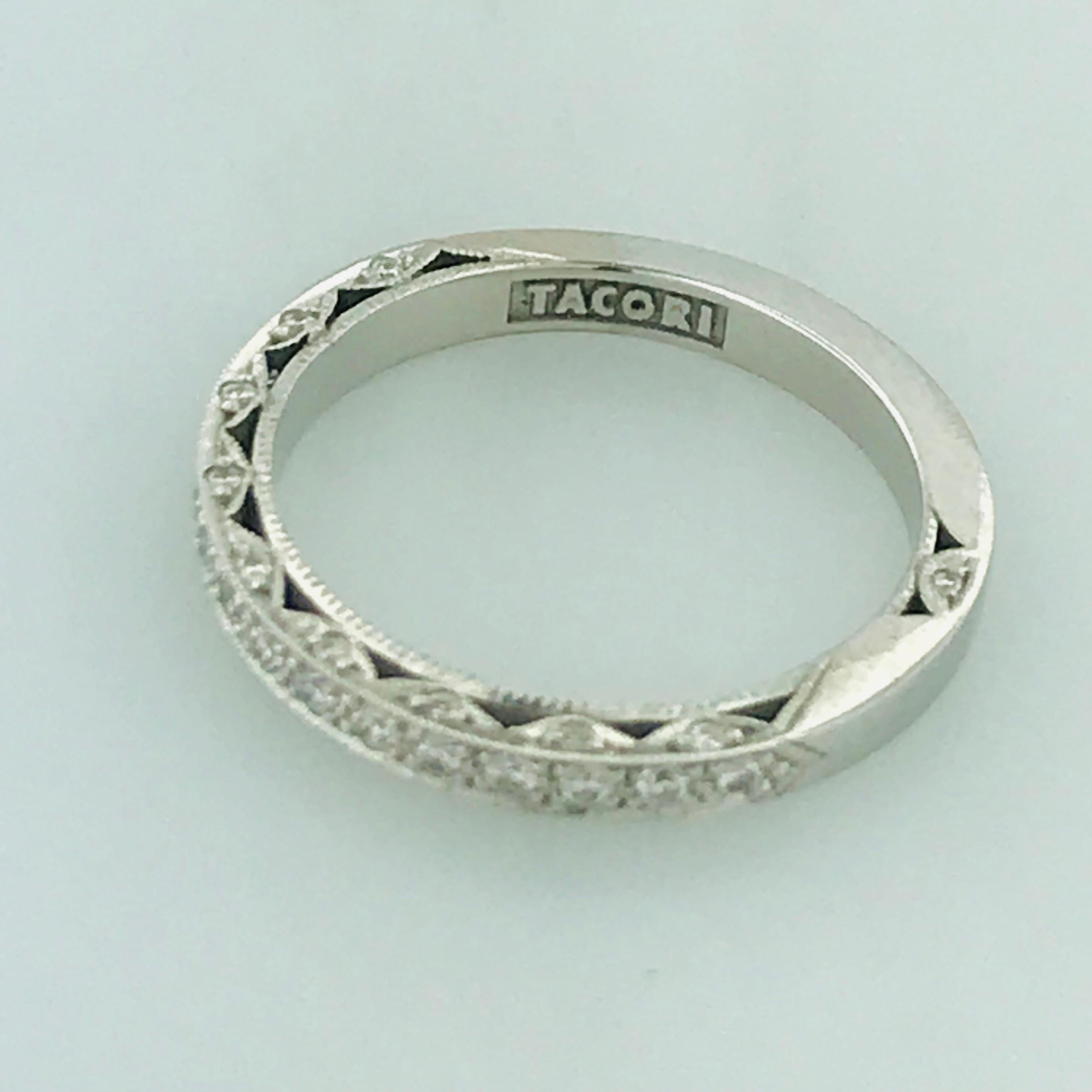 Artisan Tacori Diamond Band Wedding Ring w  1/3 Carat or .33 Carat Total Weight Crescent For Sale
