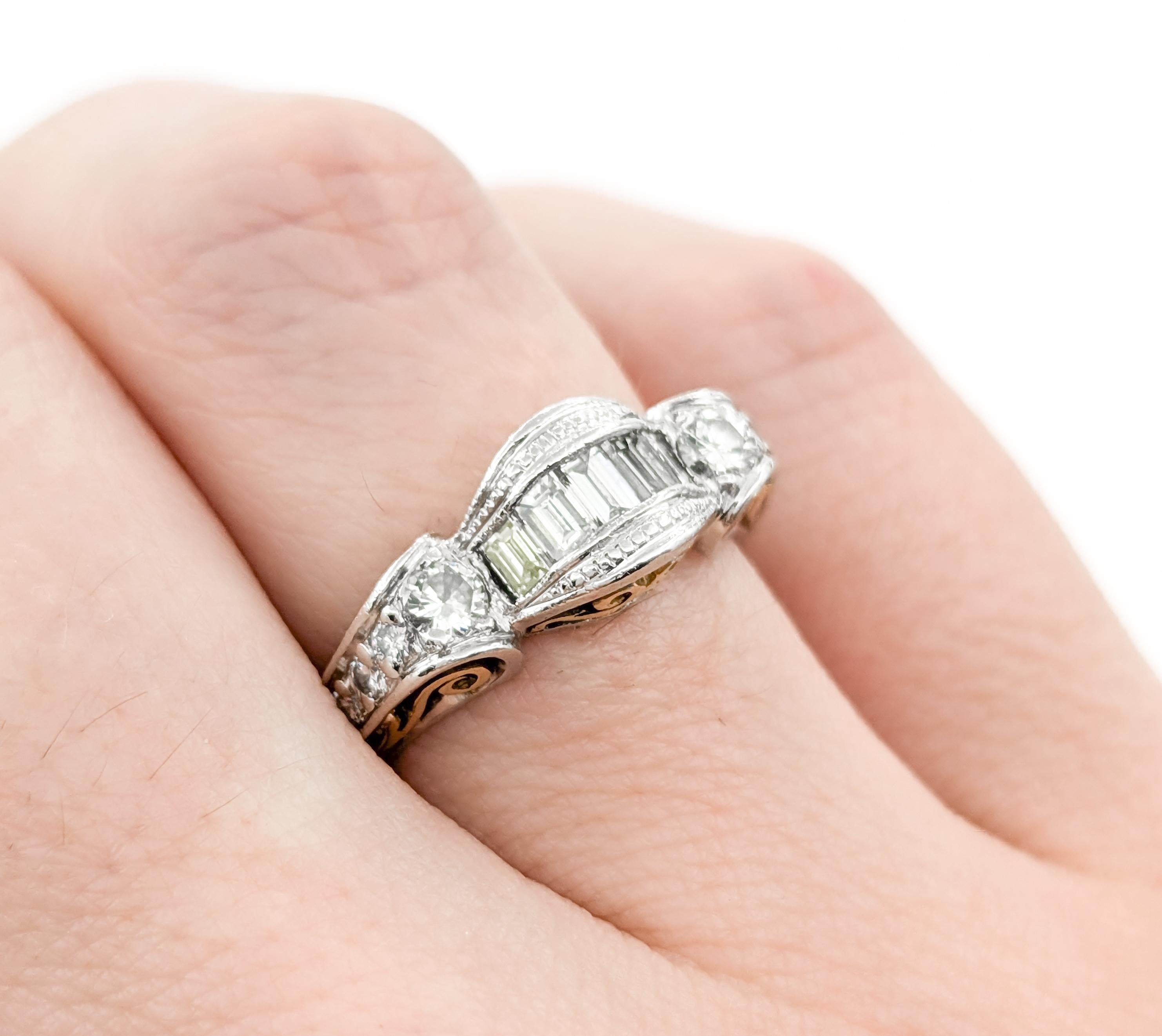Tacori Diamant Brautmode Ring in 18k Gold & Platin (Baguetteschliff)