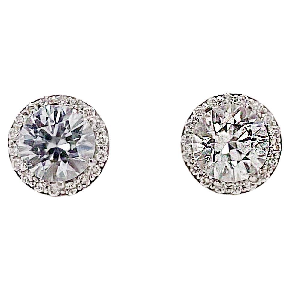 Tacori Diamond Earrings, White Sapphire Center, White Gold, 52 Diamonds