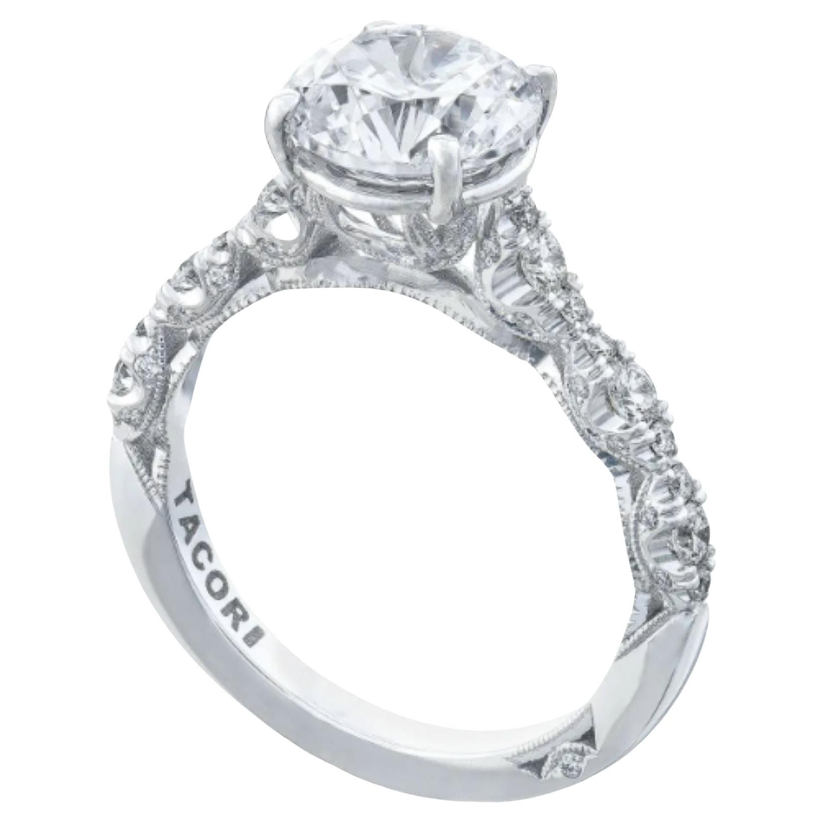 Tacori Diamond Engagement Ring French Cut Mounting in 18k Gold For Sale