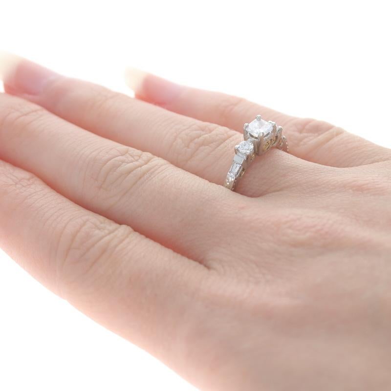Round Cut Tacori Diamond Engagement Ring Platinum Yellow Gold 18k .75ctw Three-Stone 6 1/4 For Sale