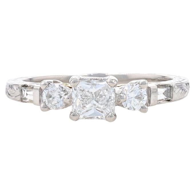 Tacori Diamond Engagement Ring Platinum Yellow Gold 18k .75ctw Three-Stone 6 1/4 For Sale