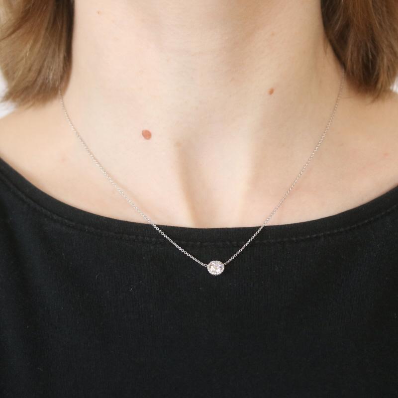 Round Cut Tacori Diamond Halo Necklace 16 1/2