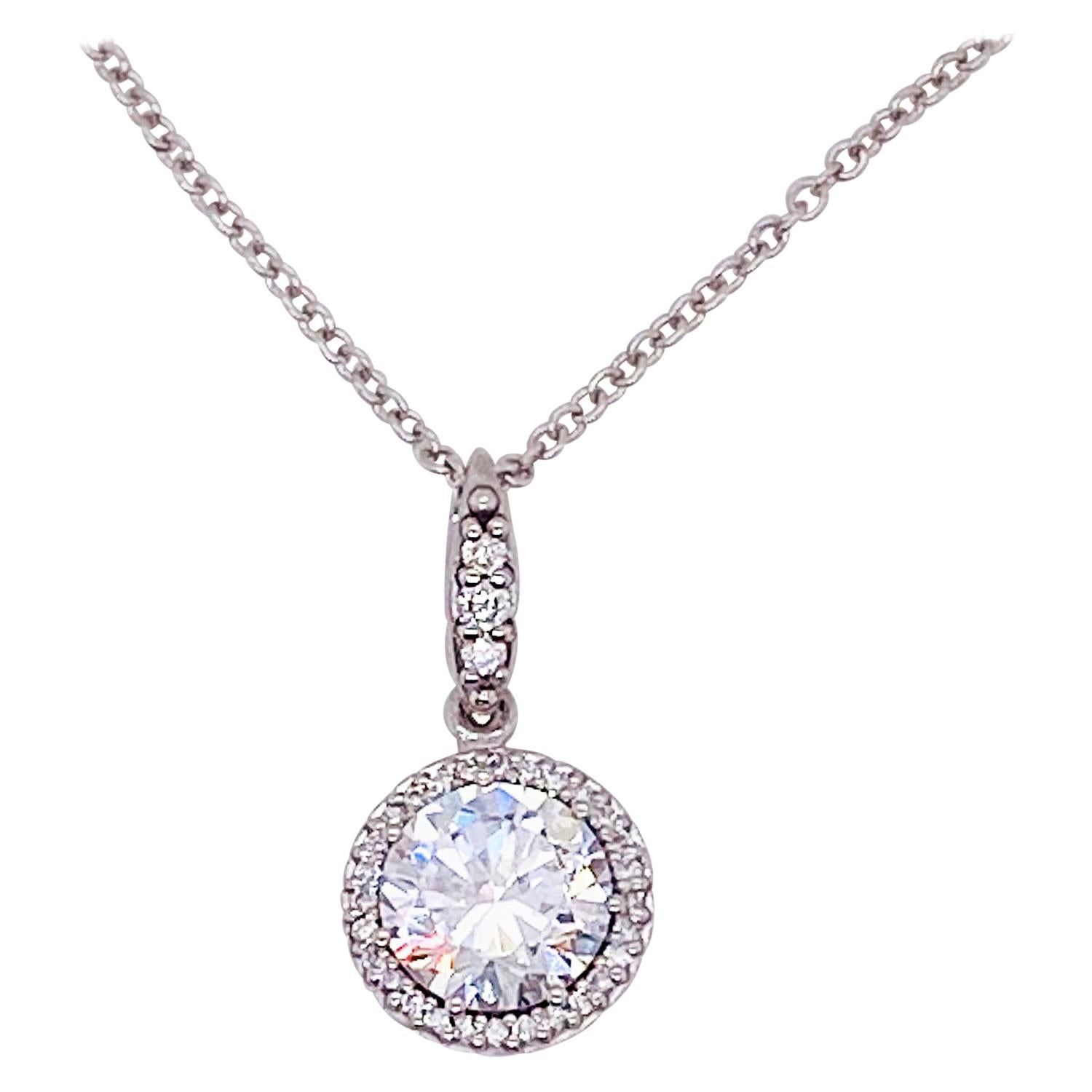 Tacori Chaîne collier de créateur en or blanc 18 carats avec pendentif halo de diamants