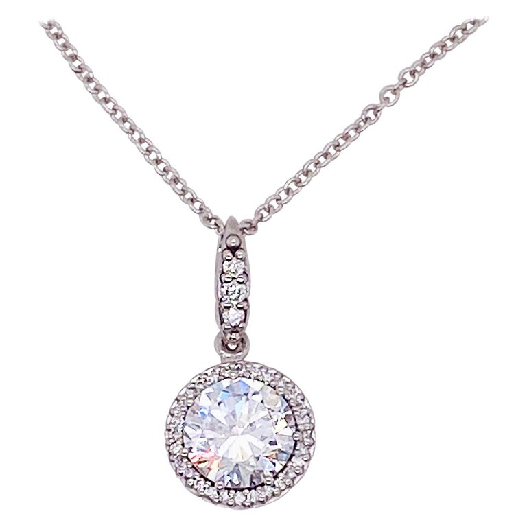 18" Gemstone Double Halo Pendant with Diamonds in Sterling Silver & 14K Gold