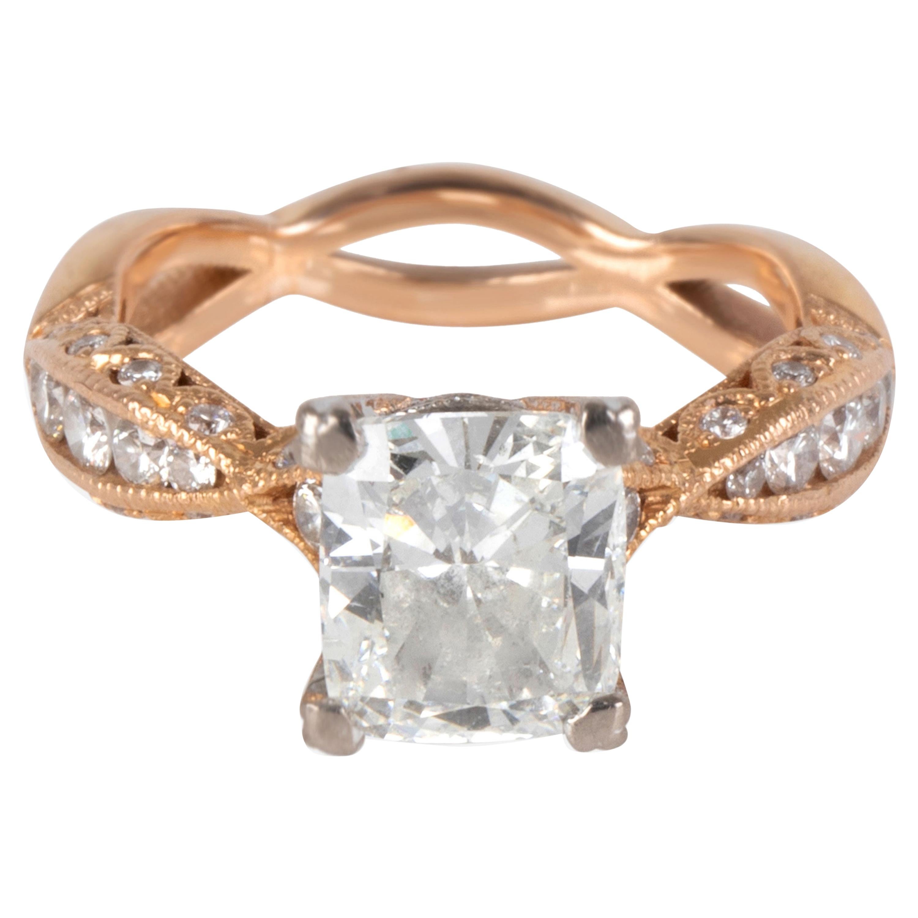 Tacori Diamond Ring in 18 Karat Rose Gold GIA Certified G SI2 2.37 Carat
