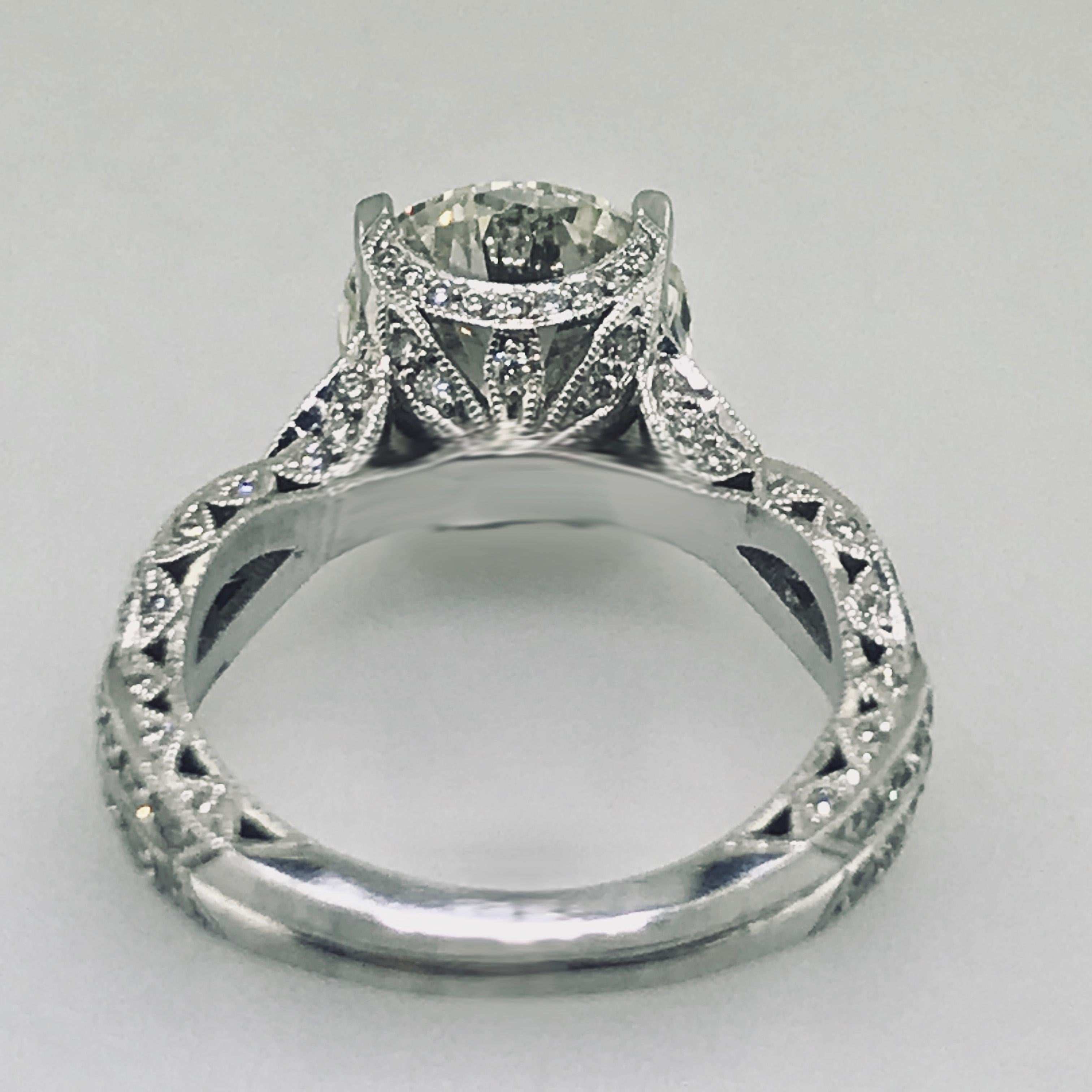 Tacori Verlobungsring, Diamant Royal T GIA 4 Karat, runder Brillant Platin im Zustand „Neu“ im Angebot in Austin, TX