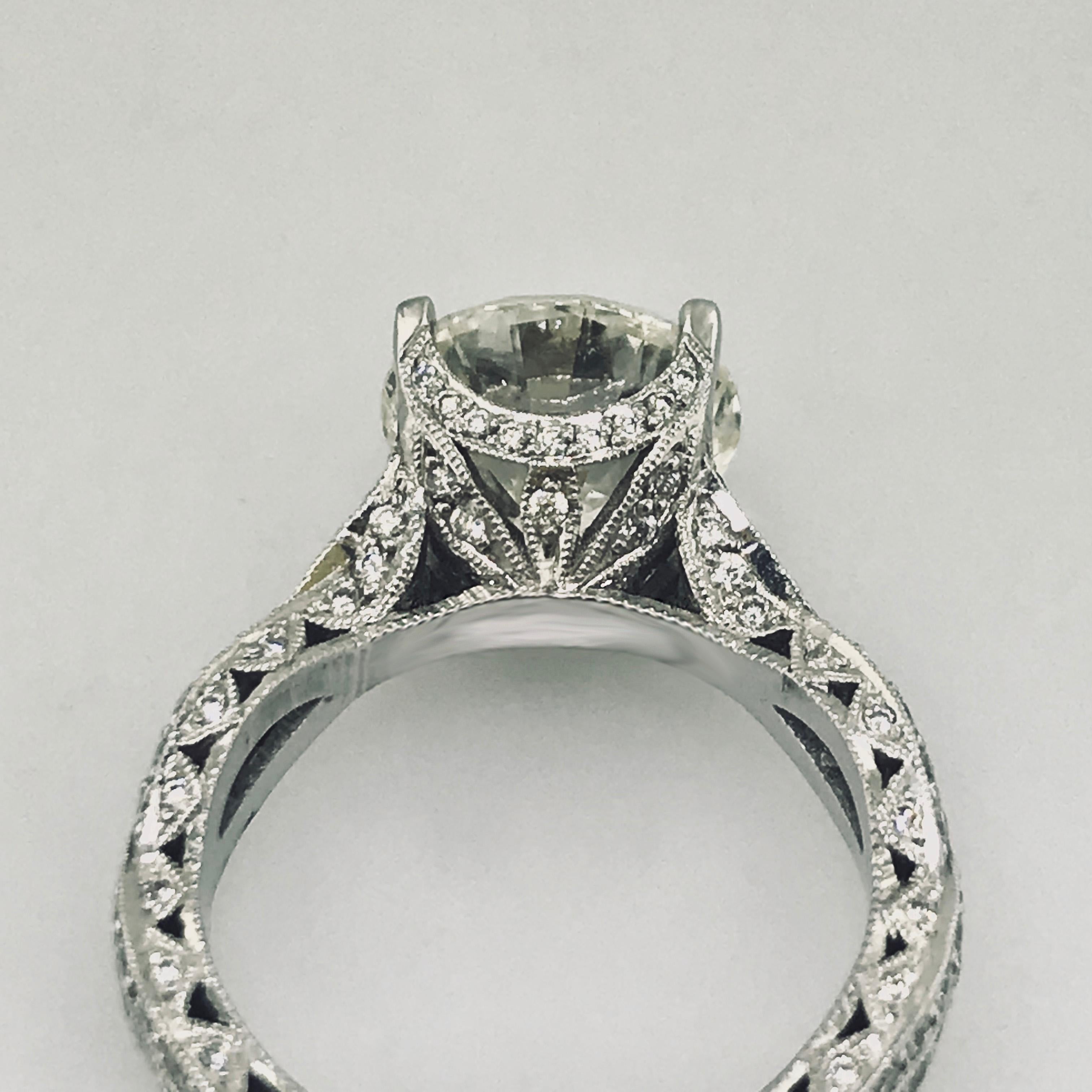 Artisan Tacori Diamond Royal T GIA 4 Carats Round Brilliant Platinum Engagement Ring For Sale